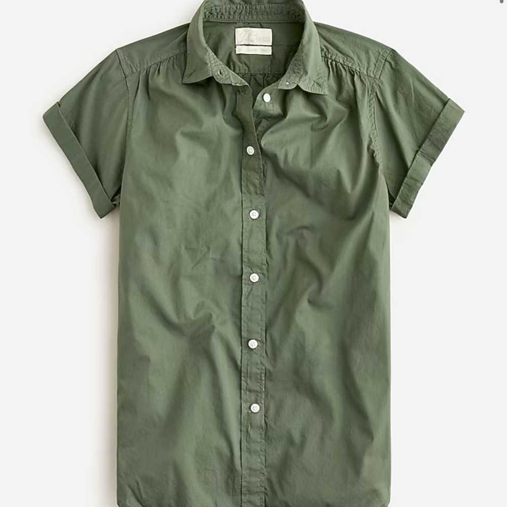 J. Crew Cool Cypress Green Classic-Fit Short-Sleeved Light Weight Poplin Shirt